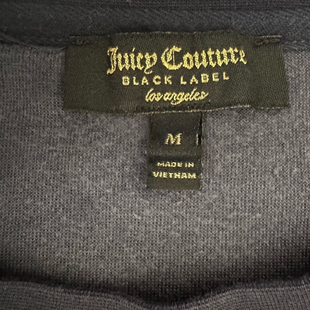 Juicy Couture Black Label Velour Velvet Sweatshirt Navy blue Crew Neck Y2K - Picture 5 of 8